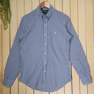 Polo Ralph Lauren Men's Shirt Navy and White Plaid Size M.